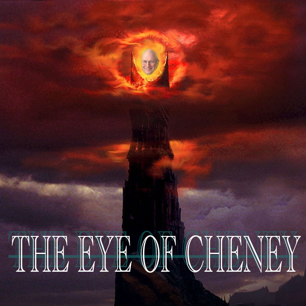 Parody illustration of the Eye of Sauron reimagined as Cheney